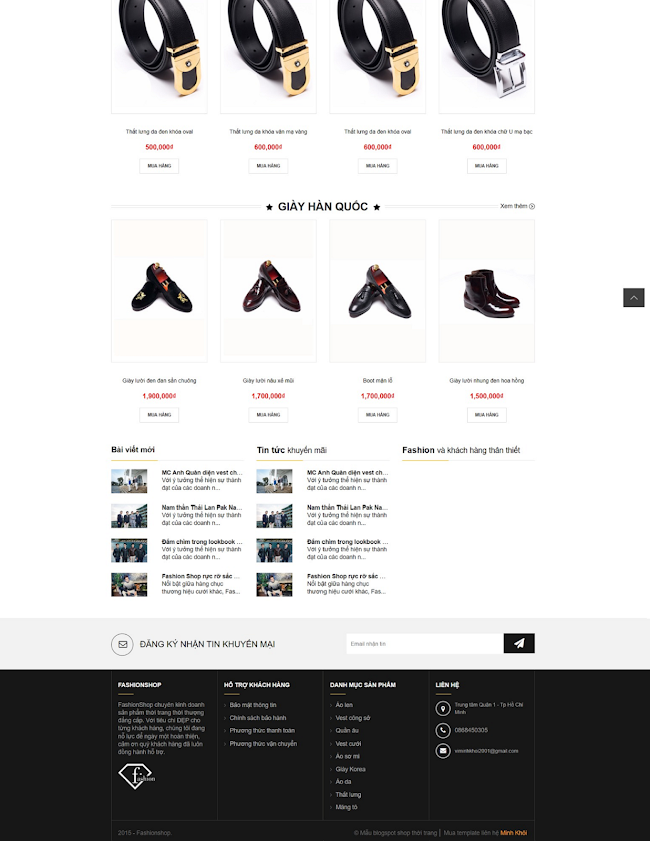 Template blogspot bán hàng thời trang FashionShop